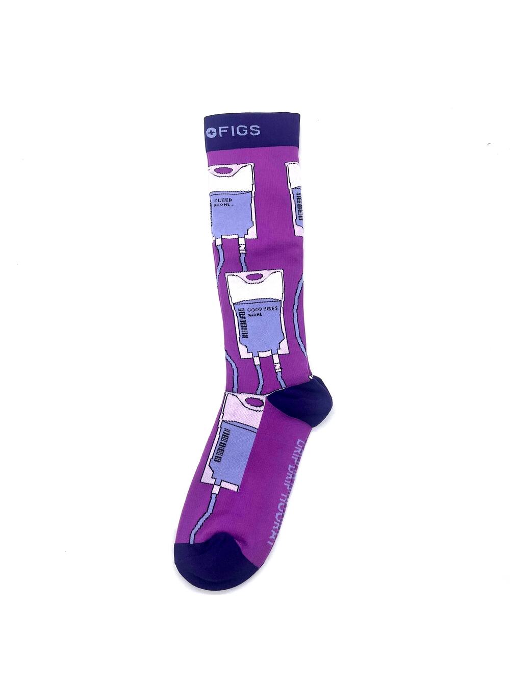 1 Pair FIGS Compression Purple Socks Size L